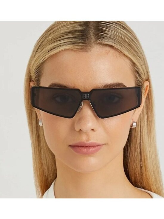 NEW BALENCIAGA SUNGLASSES BB0192S 001 UNISEX SHIELD BLACK/GRAY EYEWEAR main image 5